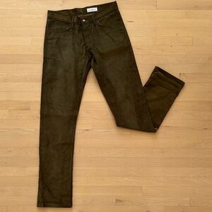 Gustin Dark Olive Straight Corduroy